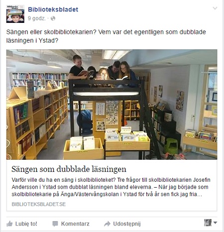 Łóżko w bibliotece szwedzkiej